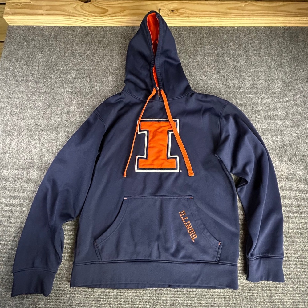 Knights Apparel Illinois Fighting Illini Hoodie Navy Blue Orange Mens Small